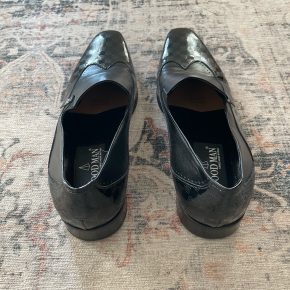 Goodman Italy 35506 Black Leather Loafers‎ Men's Size EU 43 Formal Slip-On Shoes - Picture 4 of 15